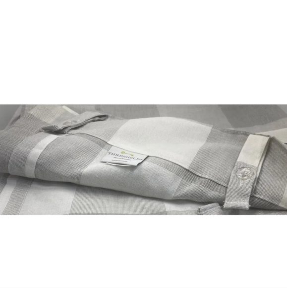 Threshold 108"x54" Plaid Light Filtering Window Curtain ONE Panel Gray / White - Picture 3 of 7